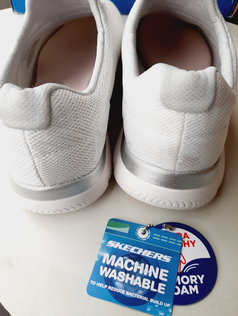 Skechers Off White Slip-ins Memory Foam Sneakers - Picture 5 of 7